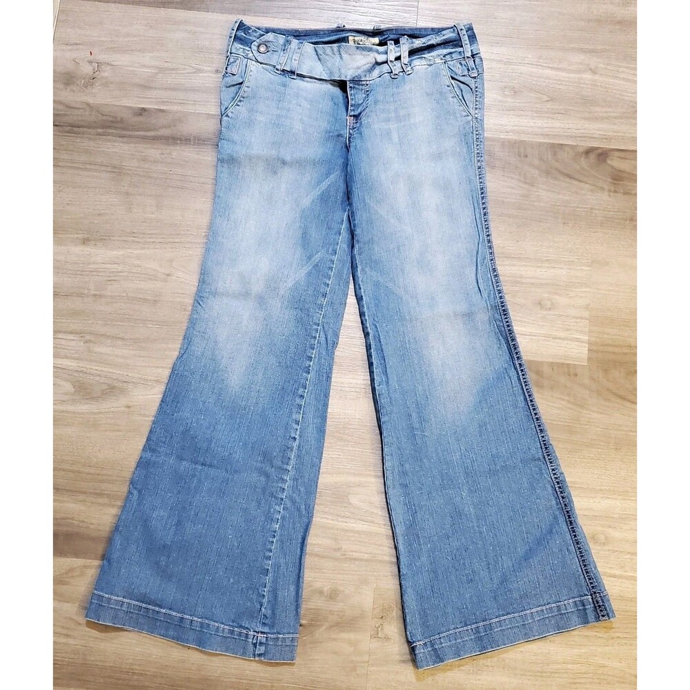 Vintage 90s Y2K Paris Blues Faded Flare Jeans light wash button fly 100% cotton